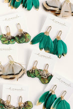 Load image into Gallery viewer, Emerald Feather Tassel Earrings
