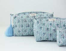 Load image into Gallery viewer, Dusty Blue Motif Cosmetic Bag