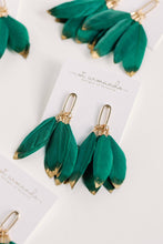 Load image into Gallery viewer, Emerald Feather Tassel Earrings