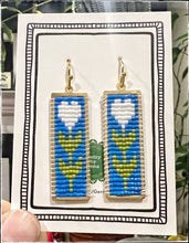 Load image into Gallery viewer, Blue Heart Glass Seed Bead Earrings
