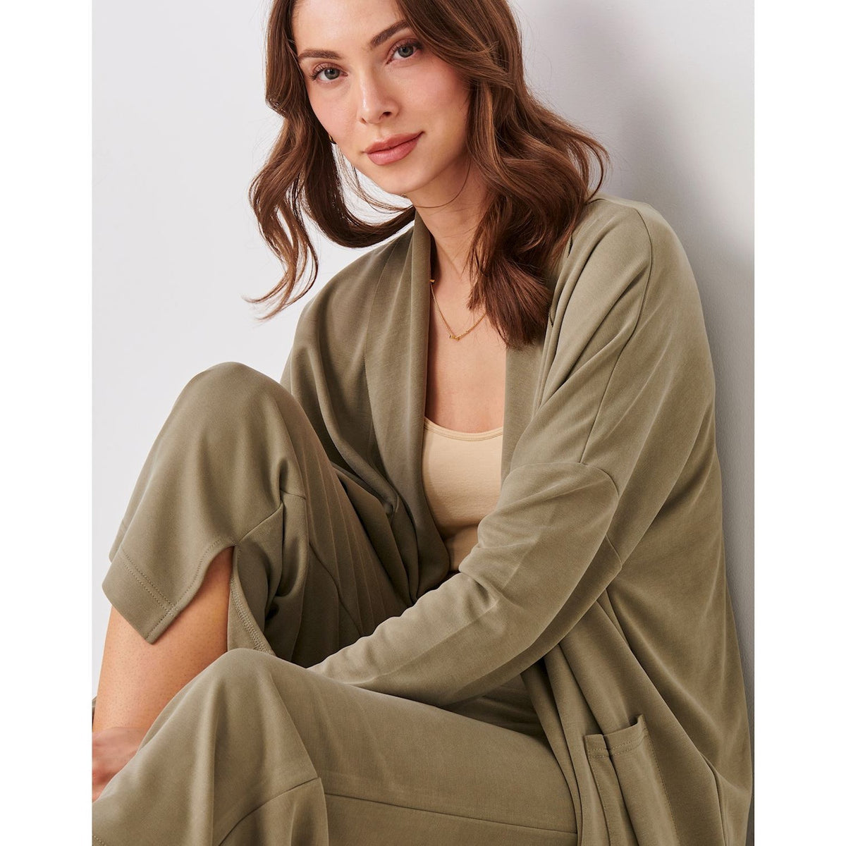 Soft Modal Blend Airplane Cardigan, Olive