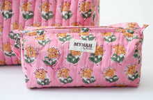 Load image into Gallery viewer, Bubblegum Floral Cosmetic Bag