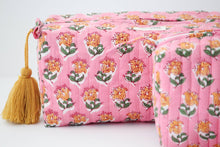 Load image into Gallery viewer, Bubblegum Floral Cosmetic Bag