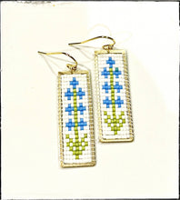 Load image into Gallery viewer, Delphinium Flower Glass Seed Bead Earrings