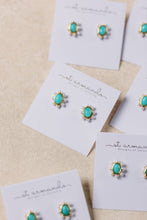 Load image into Gallery viewer, Turquoise and Pearl Oval Studs