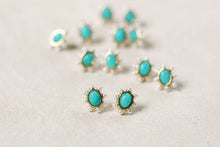 Load image into Gallery viewer, Turquoise and Pearl Oval Studs