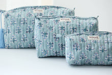Load image into Gallery viewer, Dusty Blue Motif Cosmetic Bag
