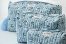 Load image into Gallery viewer, Dusty Blue Motif Cosmetic Bag
