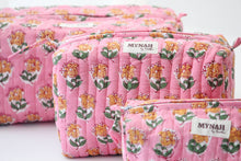 Load image into Gallery viewer, Bubblegum Floral Cosmetic Bag