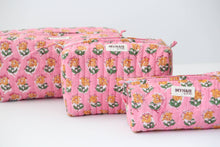 Load image into Gallery viewer, Bubblegum Floral Cosmetic Bag