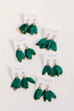 Load image into Gallery viewer, Emerald Feather Tassel Earrings