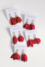 Load image into Gallery viewer, Garnet Gold Dipped Feather Earrings