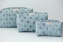 Load image into Gallery viewer, Dusty Blue Motif Cosmetic Bag