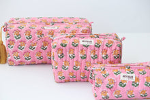 Load image into Gallery viewer, Bubblegum Floral Cosmetic Bag
