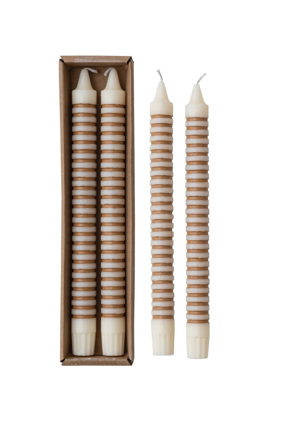 Unscented Striped Taper Candles in Box, Set of 2 (Est. Burn Time 6 Hours)
