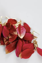 Load image into Gallery viewer, Garnet Gold Dipped Feather Earrings