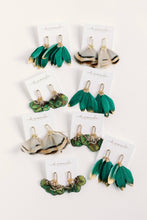 Load image into Gallery viewer, Emerald Feather Tassel Earrings