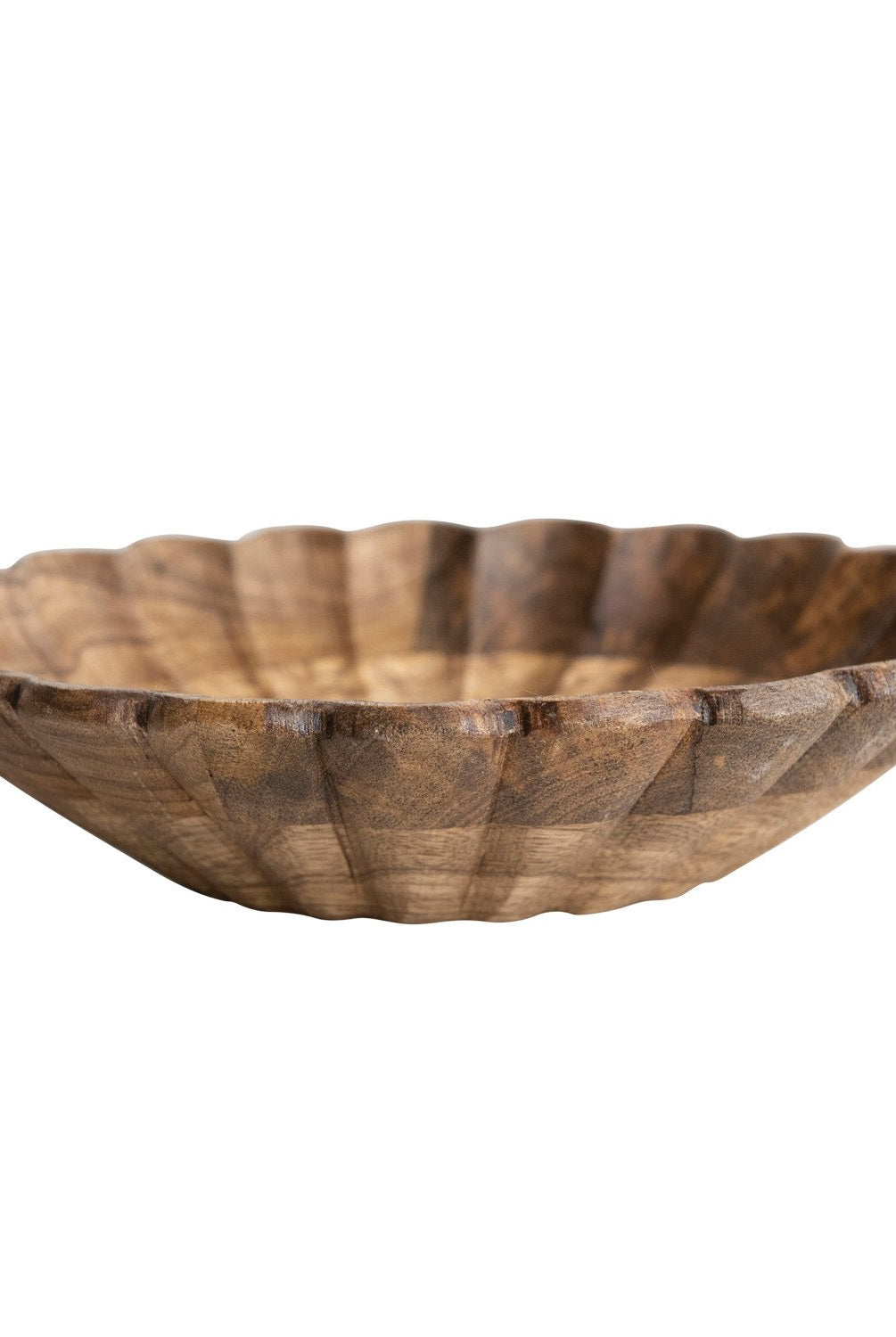 Mango Wood Scalloped Bowl, Natural