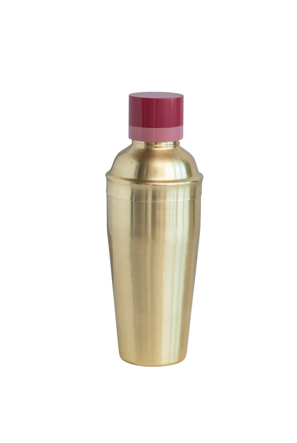 Stainless Steel Cocktail Shaker w/ Resin Top, Brass Finish and Pink