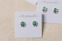 Load image into Gallery viewer, Turquoise and Pearl Oval Studs