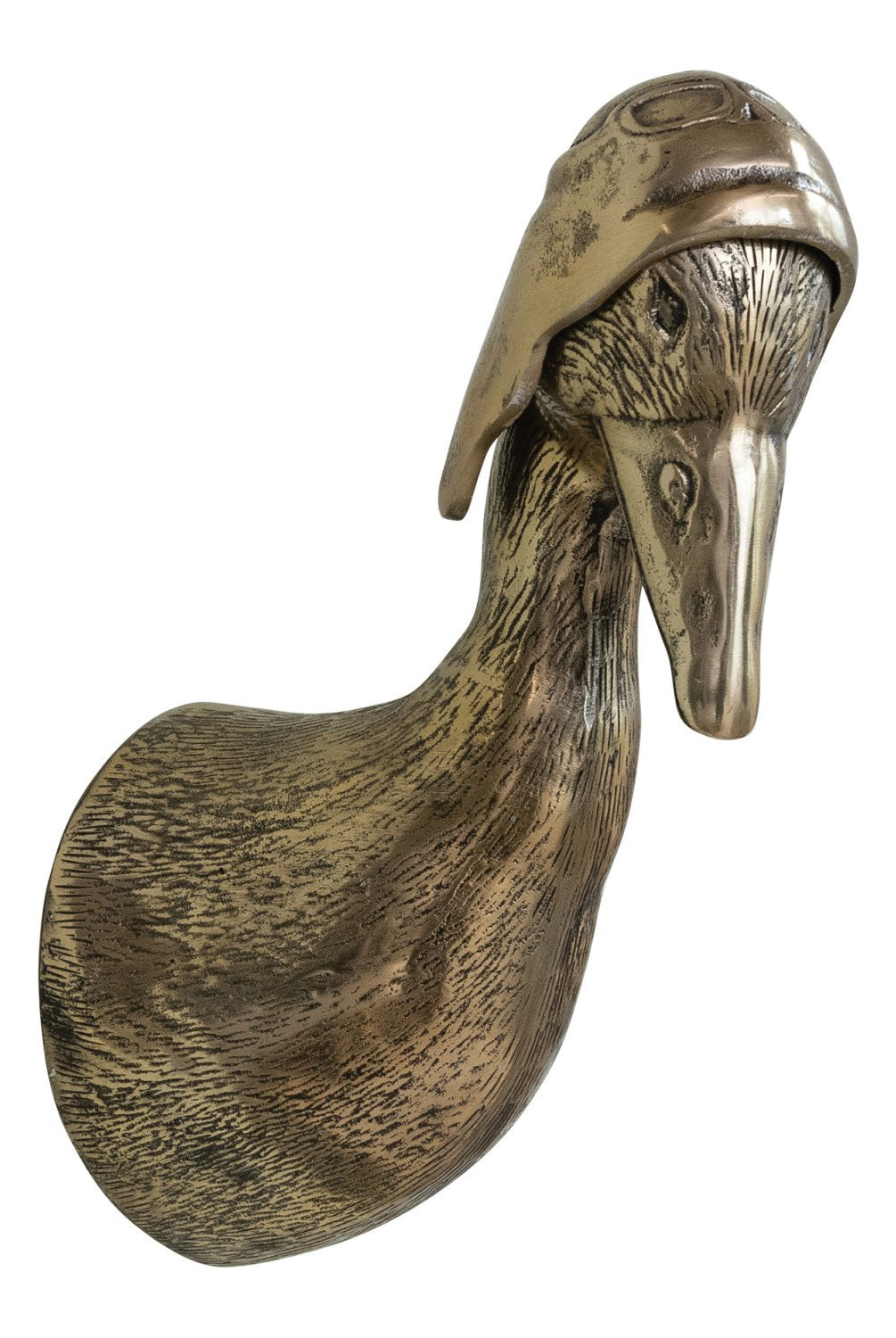 Cast Aluminum Duck Head with Flight Hat Wall Décor