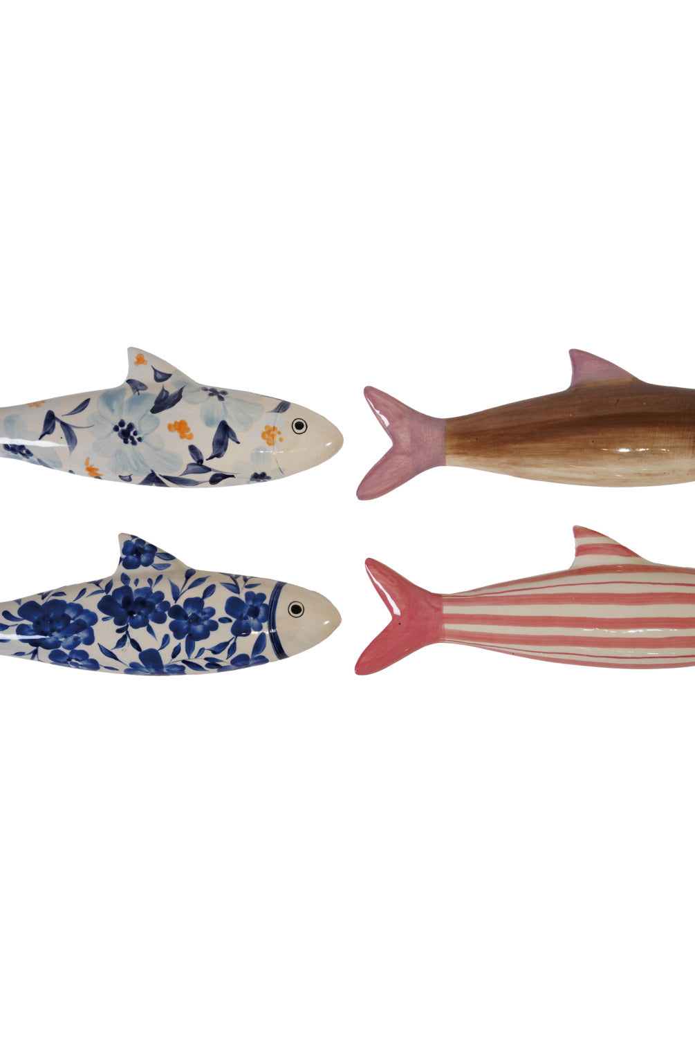 Hand-Painted Stoneware Fish Wall Décor, 4 Styles (Hangs or Sits)