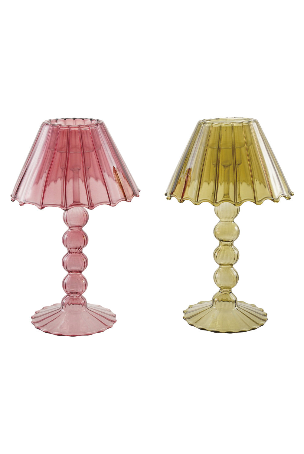Glass Scalloped Table Light Tealight/Taper Holder, 2 Colors