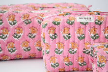 Load image into Gallery viewer, Bubblegum Floral Cosmetic Bag