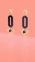 Load image into Gallery viewer, Black Oval Resin Starburst Hoop