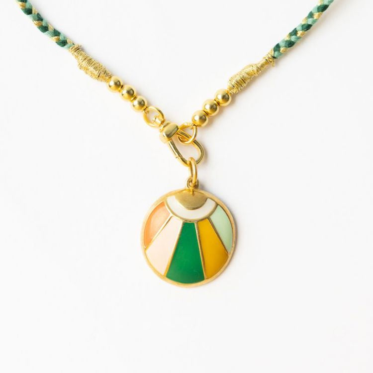 Maria braided necklace with enamel pendant shine b