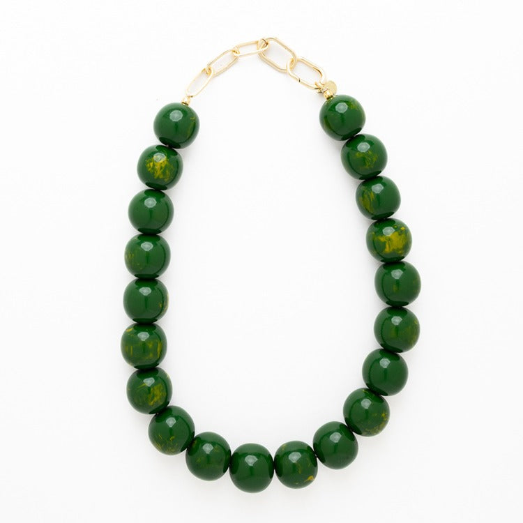 Iris large resin bead necklace green