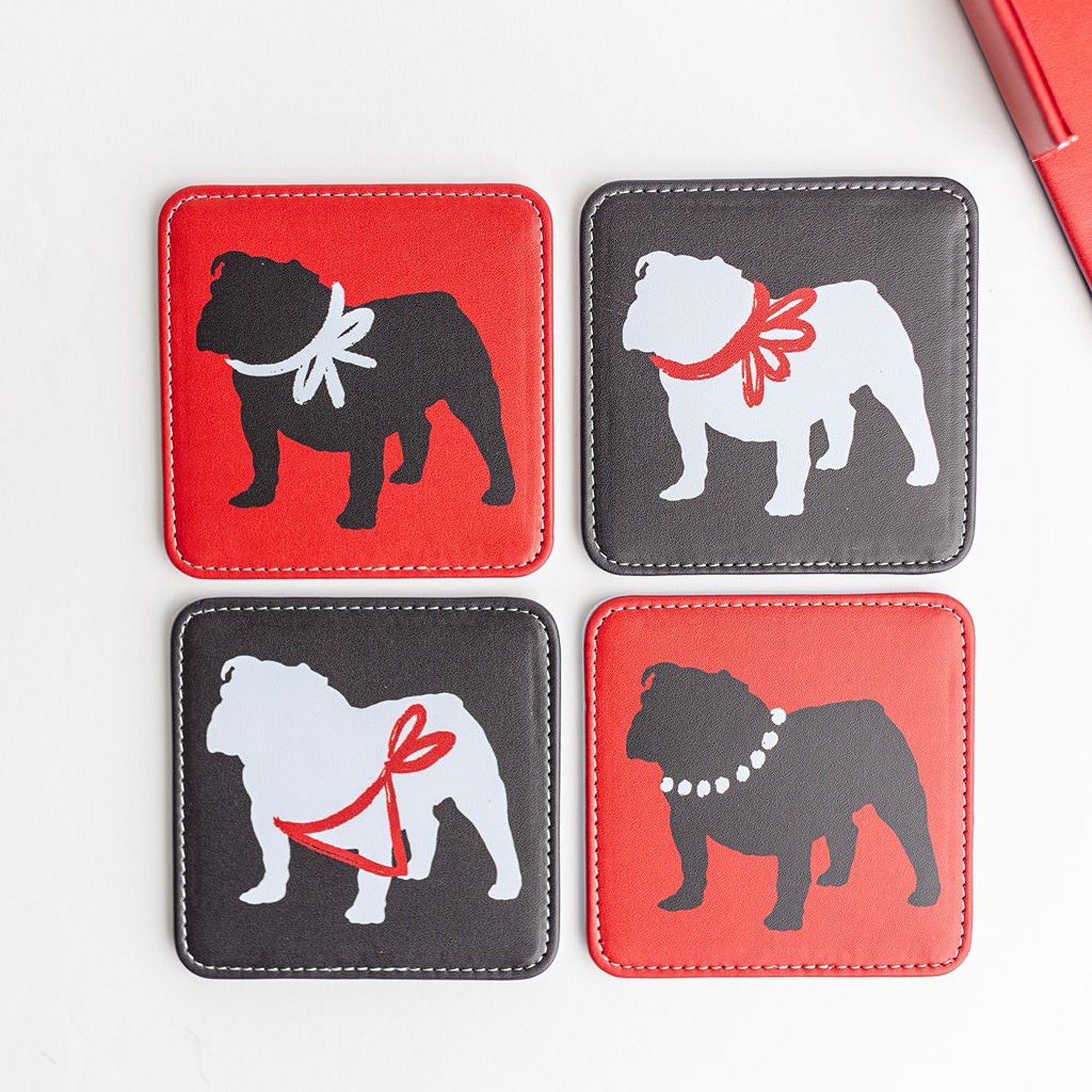 Spirit Bulldog in Red Coasters Set/4