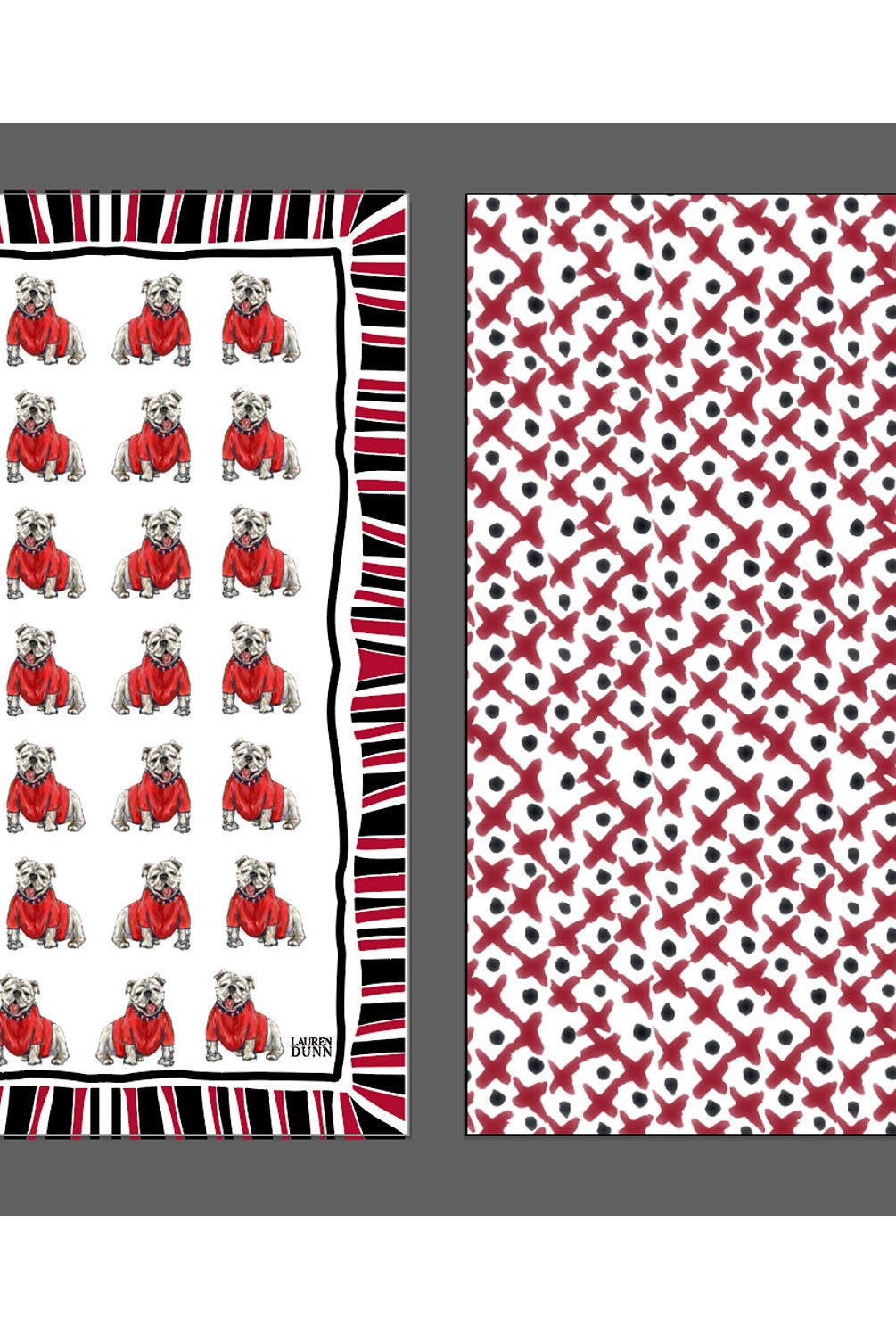 Game Day Bulldog Double Sided Tea Towel