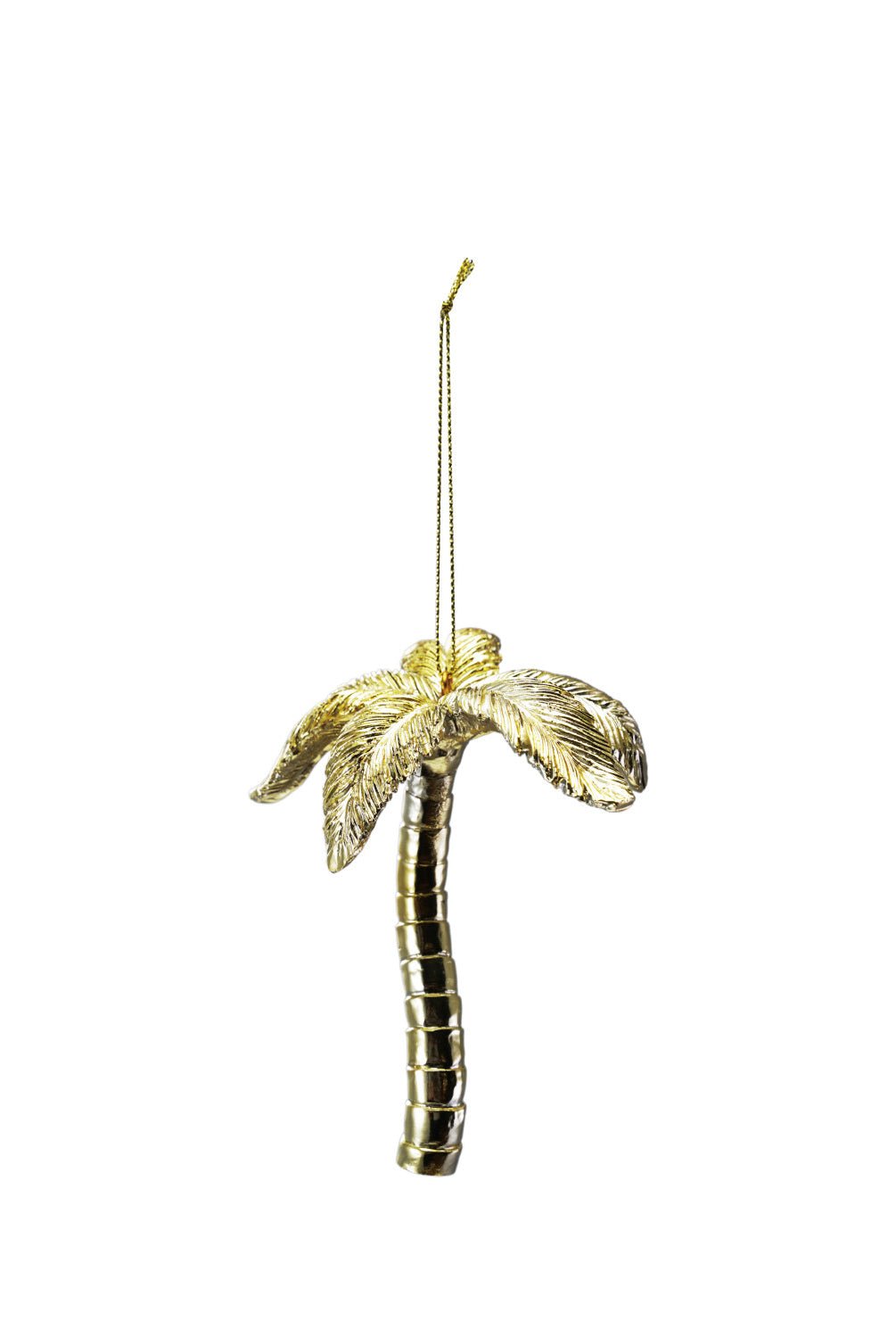 3-3/4"L x 2-3/4"W x 4-1/4"H Resin Palm Tree Ornament, Gold Finish