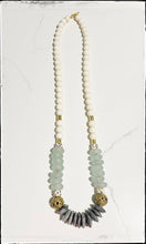 Load image into Gallery viewer, White Wood Bead &amp; Recycled Glass Necklace