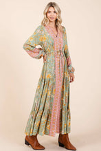 Load image into Gallery viewer, Green &amp; Pink Floral Maxi