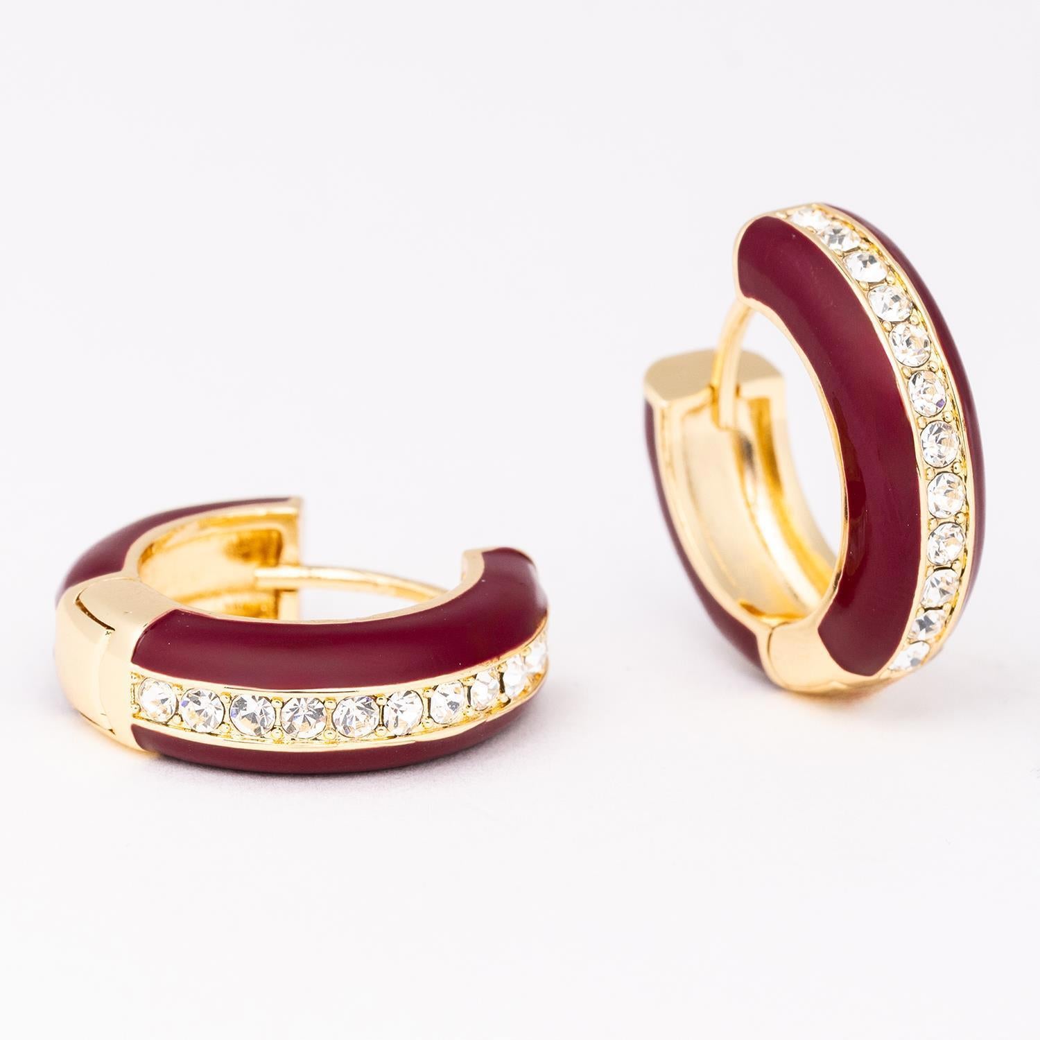 Earrings Aviana Maroon & White