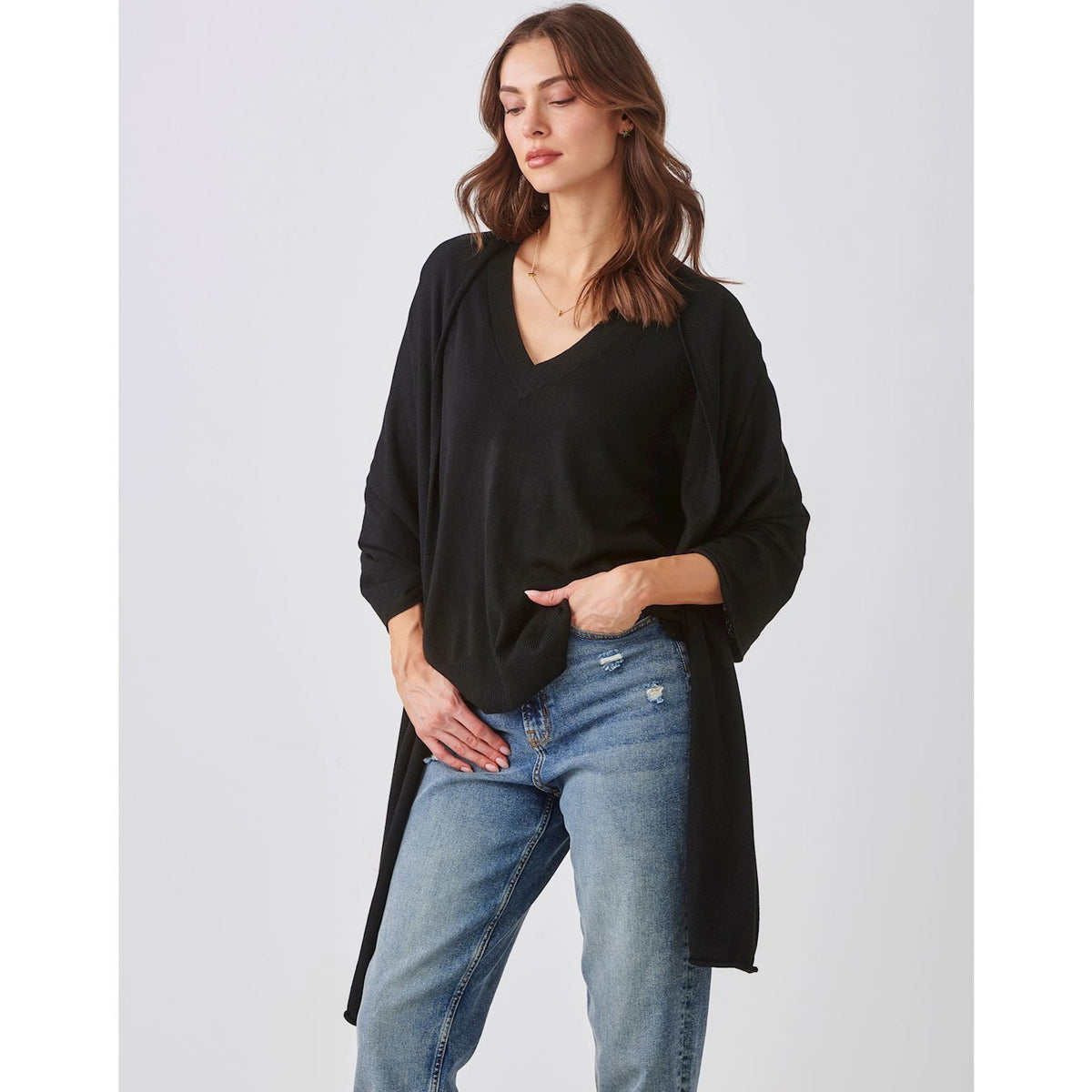 Essential Cashmere Blend Shawl, Black