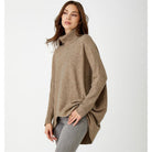High Low Tunic Sweater, Brown Melange
