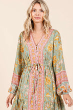 Load image into Gallery viewer, Green &amp; Pink Floral Maxi