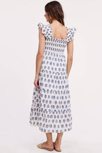 Load image into Gallery viewer, Blue Floral Smocked Midi Dress