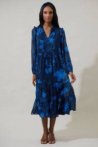 Bluford Floral Kristen Tiered Midi Dress