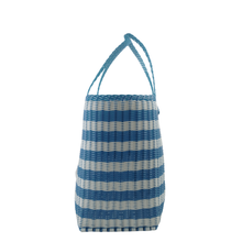 Load image into Gallery viewer, Baby Blue+White Stripe Medium Tote