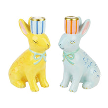 Load image into Gallery viewer, Hand-Painted Bunnies Ceramic Candle Holders