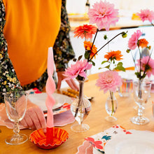 Load image into Gallery viewer, Orange Scalloped Metal Candle Holder