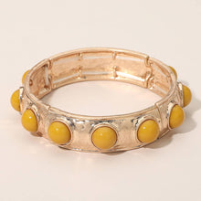Load image into Gallery viewer, Bead Pearl Embellished Hammered Metal Stretch Bracelet