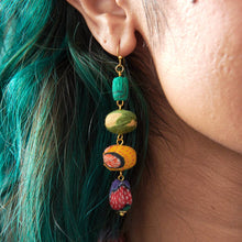 Load image into Gallery viewer, Pebbled Kantha Drop Earrings