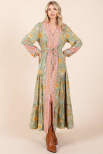 Load image into Gallery viewer, Green &amp; Pink Floral Maxi