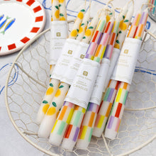 Load image into Gallery viewer, Set of 2 Multicolor Check Taper Candles