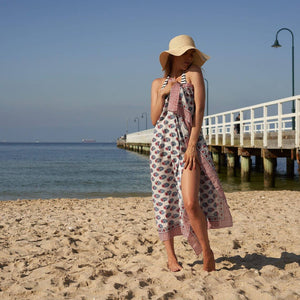 White Block Print Sarong